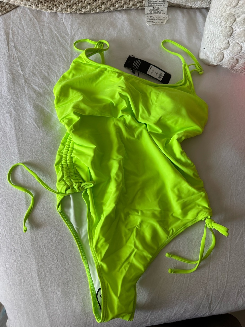 Neon Lime Girls' One-Piece Swimsuit - Kids Swim